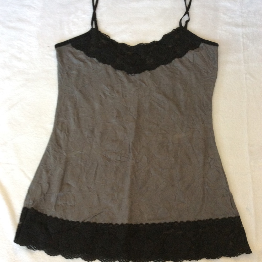 Gray and black top